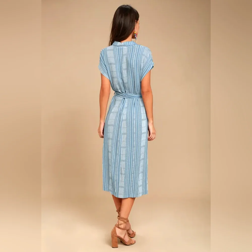 Lush Blue & White Striped Dress - Picture 4 of 13